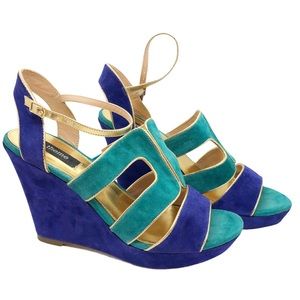 Theme Blue/Turquoise Suede Sandals Size 10